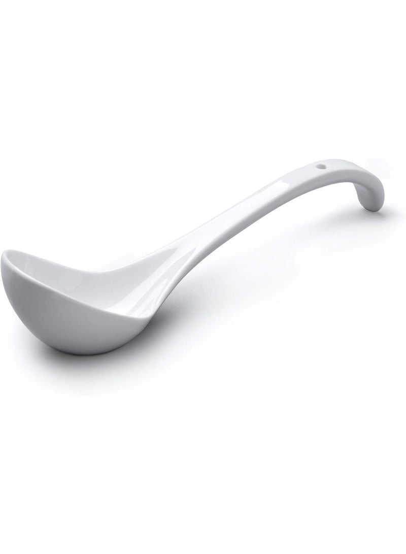 T366 Traditional Porcelain Sauce and Soup Ladle, 27cm – White - Image 1